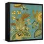 European Floral on Teal I-Lanie Loreth-Framed Stretched Canvas