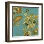 European Floral on Teal II-Lanie Loreth-Framed Art Print