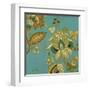 European Floral on Teal II-Lanie Loreth-Framed Art Print