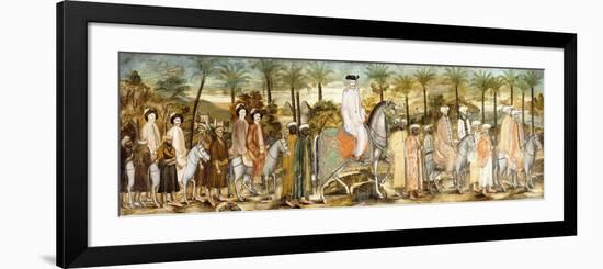 European Gentlemen in Procession of Orientals, C.1720 (Ink and W/C on Paper, Laid Down on Cotton)-null-Framed Giclee Print