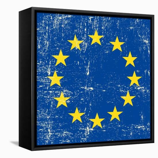 European Grunge Flag. A Square Flag Of European Union With A Texture-TINTIN75-Framed Stretched Canvas