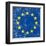 European Grunge Flag. A Square Flag Of European Union With A Texture-TINTIN75-Framed Art Print