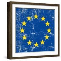 European Grunge Flag. A Square Flag Of European Union With A Texture-TINTIN75-Framed Art Print