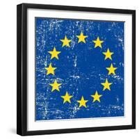 European Grunge Flag. A Square Flag Of European Union With A Texture-TINTIN75-Framed Art Print