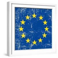 European Grunge Flag. A Square Flag Of European Union With A Texture-TINTIN75-Framed Art Print