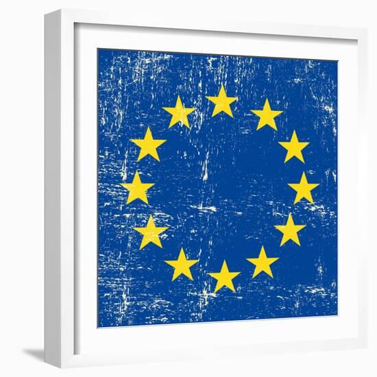 European Grunge Flag. A Square Flag Of European Union With A Texture-TINTIN75-Framed Art Print