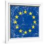 European Grunge Flag. A Square Flag Of European Union With A Texture-TINTIN75-Framed Art Print