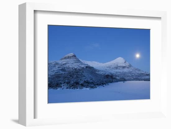 European River Otter Footprints on Frozen Loch Lurgainn, with Sgorr Tuath and Deas, Scotland, UK-Mark Hamblin-Framed Photographic Print