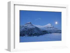 European River Otter Footprints on Frozen Loch Lurgainn, with Sgorr Tuath and Deas, Scotland, UK-Mark Hamblin-Framed Photographic Print