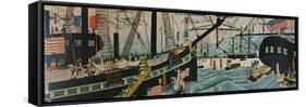 European Ships in a Japanese Harbour, c1860-null-Framed Stretched Canvas