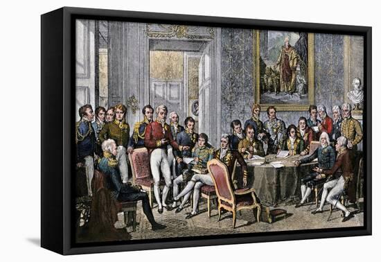 European Statesmen Meeting at the Congress of Vienna to Close the Napoleonic Wars, 1815-null-Framed Stretched Canvas