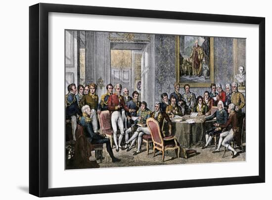 European Statesmen Meeting at the Congress of Vienna to Close the Napoleonic Wars, 1815-null-Framed Giclee Print