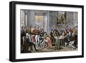 European Statesmen Meeting at the Congress of Vienna to Close the Napoleonic Wars, 1815-null-Framed Giclee Print