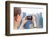 European Tourist Taking a Picture of Singapore Skyline-Harry Marx-Framed Photographic Print