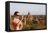 European Tourist Taking Pictures of Sunset at Temples of Bagan, Myanmar-Harry Marx-Framed Stretched Canvas