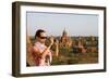 European Tourist Taking Pictures of Sunset at Temples of Bagan, Myanmar-Harry Marx-Framed Photographic Print