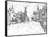 European Vacation in B&W I-Melissa Wang-Framed Stretched Canvas