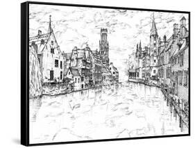 European Vacation in B&W I-Melissa Wang-Framed Stretched Canvas