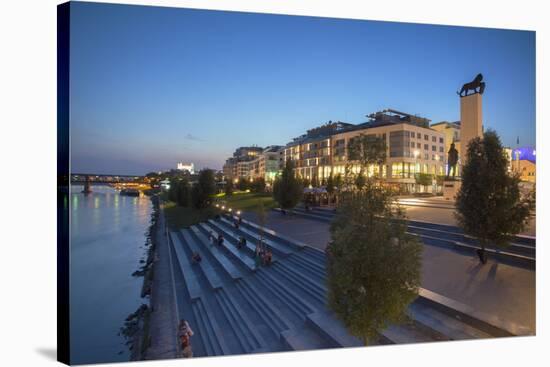 Eurovea Complex at Dusk, Bratislava, Slovakia, Europe-Ian Trower-Stretched Canvas