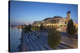 Eurovea Complex at Dusk, Bratislava, Slovakia, Europe-Ian Trower-Stretched Canvas