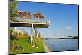 Eurovea, Restaurant on a Platform Above the Danube River, Bratislava, Slovakia, Europe-Christian Kober-Mounted Photographic Print