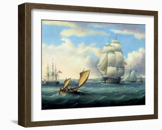 Euryalus (Capt. Blackwood), Thunderer and Ajax Leaving Plymouth to the Battle of Trafalgar (1805)-Thomas Buttersworth-Framed Giclee Print