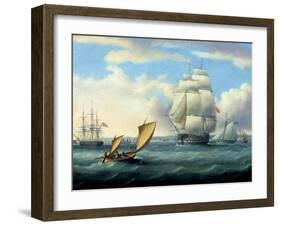 Euryalus (Capt. Blackwood), Thunderer and Ajax Leaving Plymouth to the Battle of Trafalgar (1805)-Thomas Buttersworth-Framed Giclee Print