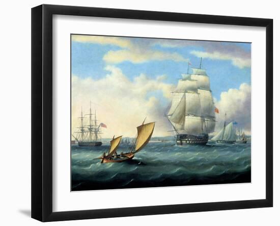 Euryalus (Capt. Blackwood), Thunderer and Ajax Leaving Plymouth to the Battle of Trafalgar (1805)-Thomas Buttersworth-Framed Giclee Print