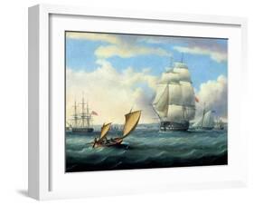 Euryalus (Capt. Blackwood), Thunderer and Ajax Leaving Plymouth to the Battle of Trafalgar (1805)-Thomas Buttersworth-Framed Giclee Print