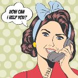 Woman Chatting on the Phone, Pop Art Illustration-Eva Andreea-Stretched Canvas