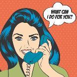 Woman Chatting on the Phone, Pop Art Illustration-Eva Andreea-Stretched Canvas