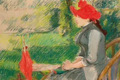 Reading in the Garden; or Woman in Red Hat, C. 1880-1882 (Pastel and Charcoal on Canvas)