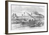 Evacuation of Corinth, Mississippi by Railroad Tracks; Burning of Warehouses-Frank Leslie-Framed Art Print