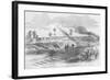 Evacuation of Corinth, Mississippi by Railroad Tracks; Burning of Warehouses-Frank Leslie-Framed Art Print