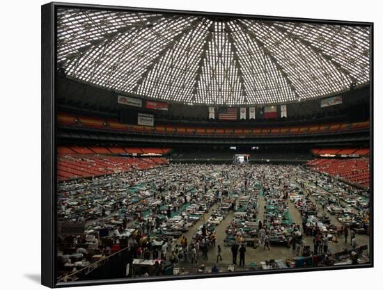 Evacuees from New Orleans Cover the Floor of Houston's Astrodome Saturday-null-Framed Photographic Print