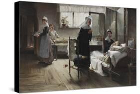 Evangeline Discovering Her Affianced in the Hospital, 1887-89 (Oil on Canvas)-Samuel Richards-Stretched Canvas