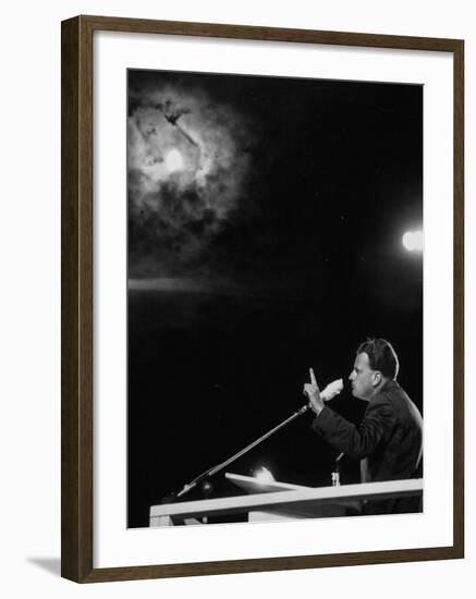 Evangelist Billy Graham During Revival Crusade-null-Framed Premium Photographic Print