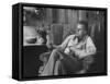Evangelist, Billy Graham, Sitting in Easy Chair, Talking, in His Home-Ed Clark-Framed Stretched Canvas