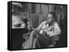 Evangelist, Billy Graham, Sitting in Easy Chair, Talking, in His Home-Ed Clark-Framed Stretched Canvas