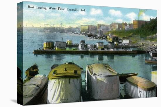 Evansville, Indiana, View of the Boat Landing at the Waterfront-Lantern Press-Stretched Canvas