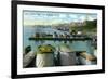 Evansville, Indiana, View of the Boat Landing at the Waterfront-Lantern Press-Framed Art Print