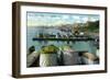 Evansville, Indiana, View of the Boat Landing at the Waterfront-Lantern Press-Framed Art Print