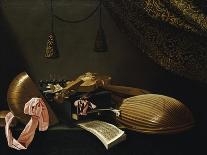 Still Life with Musical Instruments, Books and Sculpture, C. 1650-Evaristo Baschenis-Giclee Print