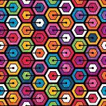 Colorful Geometric Pattern With Hexagons-evdakovka-Laminated Art Print