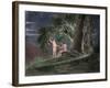 Eve Gives Adam the Forbidden Fruit-John Martin-Framed Giclee Print