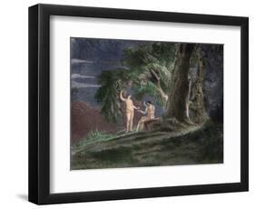 Eve Gives Adam the Forbidden Fruit-John Martin-Framed Giclee Print