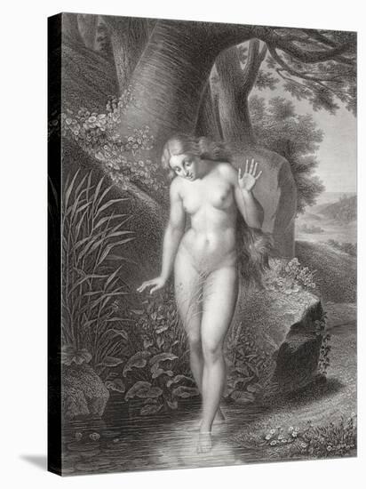 Eve's Reflection in the Water, from a French Edition of 'Paradise Lost' by John Milton-Jules Richomme-Stretched Canvas