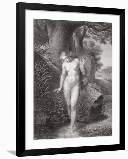 Eve's Reflection in the Water, from a French Edition of 'Paradise Lost' by John Milton-Jules Richomme-Framed Giclee Print