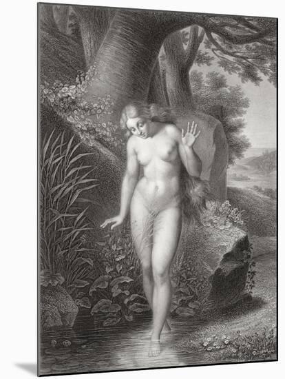 Eve's Reflection in the Water, from a French Edition of 'Paradise Lost' by John Milton-Jules Richomme-Mounted Giclee Print