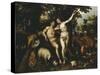 Eve Tempting Adam, the Creation of Eve and the Expulsion from Paradise Beyond-Hendrik De Clerck-Stretched Canvas